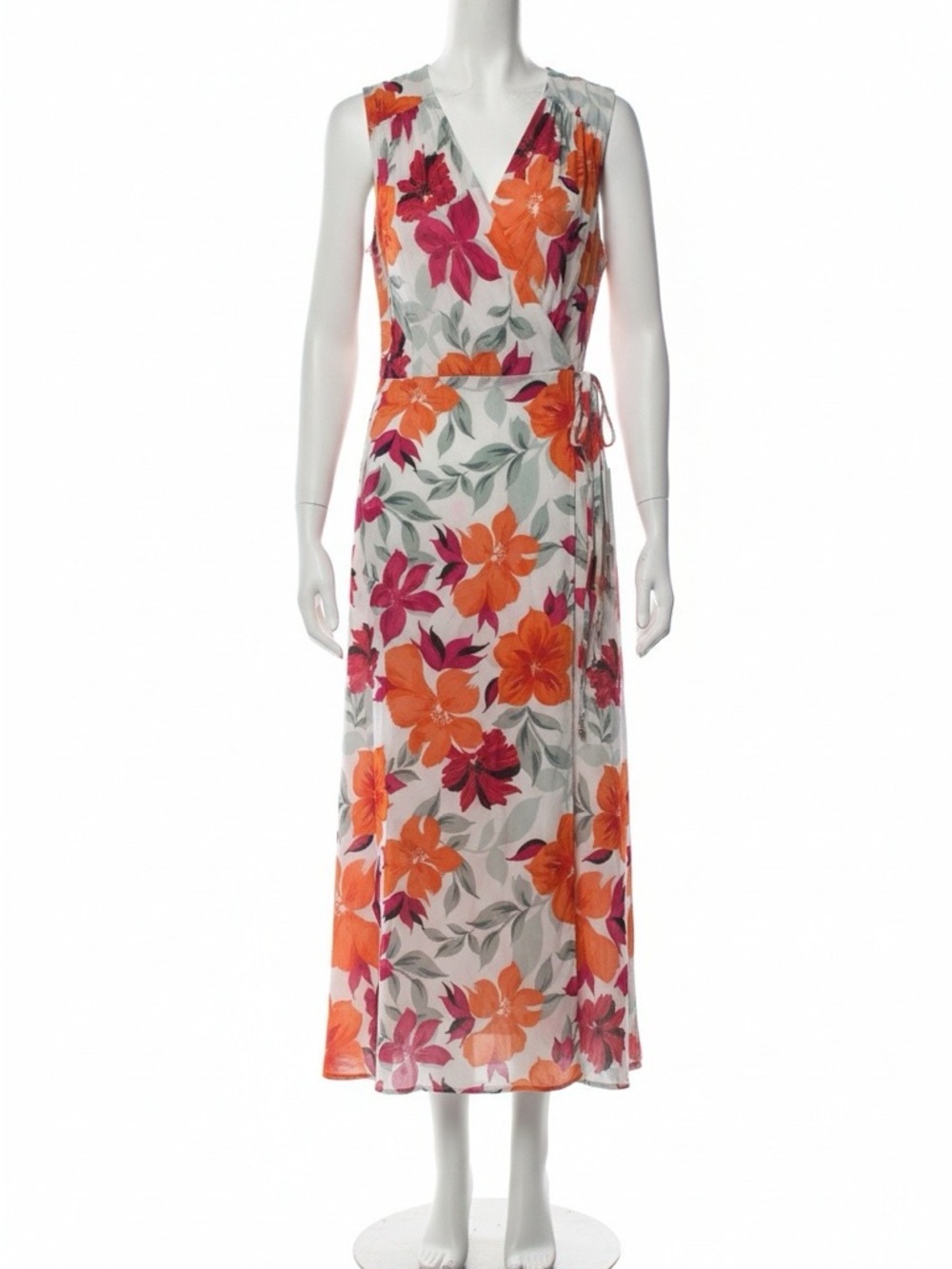 Calvin Klein Orange & Pink Floral Maxi Dress